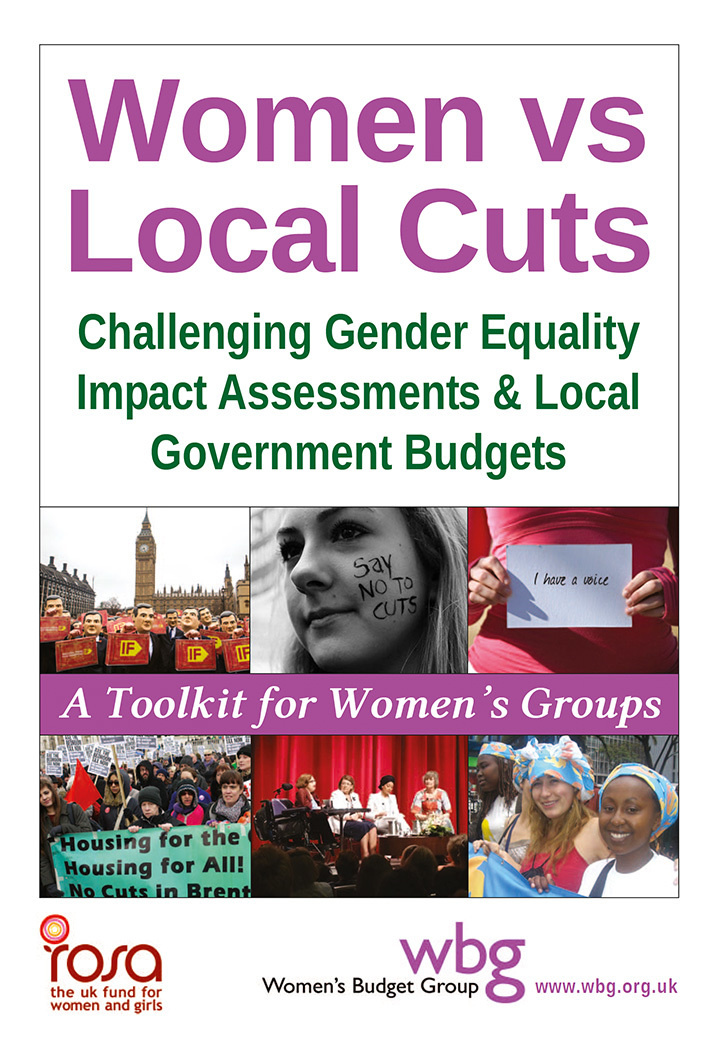 Cover of the Women vs Local Cuts toolkit by WBG, supported by Rosa